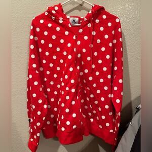 NWOT Disney Parks Minnie Mouse Red and White Polka Dot Full Zip Jacket Hoodie L